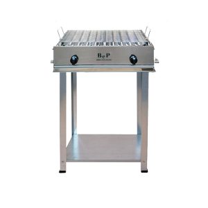 BARBECUE GAS INOX 2 FUOCHI COMPLETO DI KIT RUOTE BEP