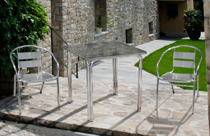 Tavolo quadrato alluminio "Happy Hour" impilabile