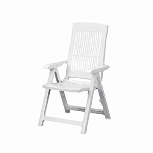 Sedia poltrona pieghevole bianca Tampa 4 inclinazioni 60x60x109 cm