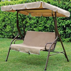 Dondolo 3 Posti SORRENTO Acciaio Poliestere Marrone 170x115x152 cm