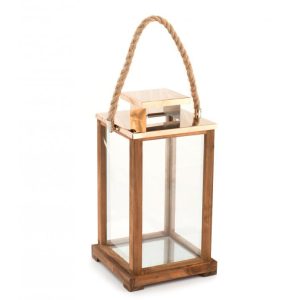 Lanterna in legno Sea H&H 21x21xh38 cm