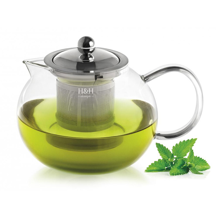 Teiera in vetro borosilicato con filtro inox H&H 1 L