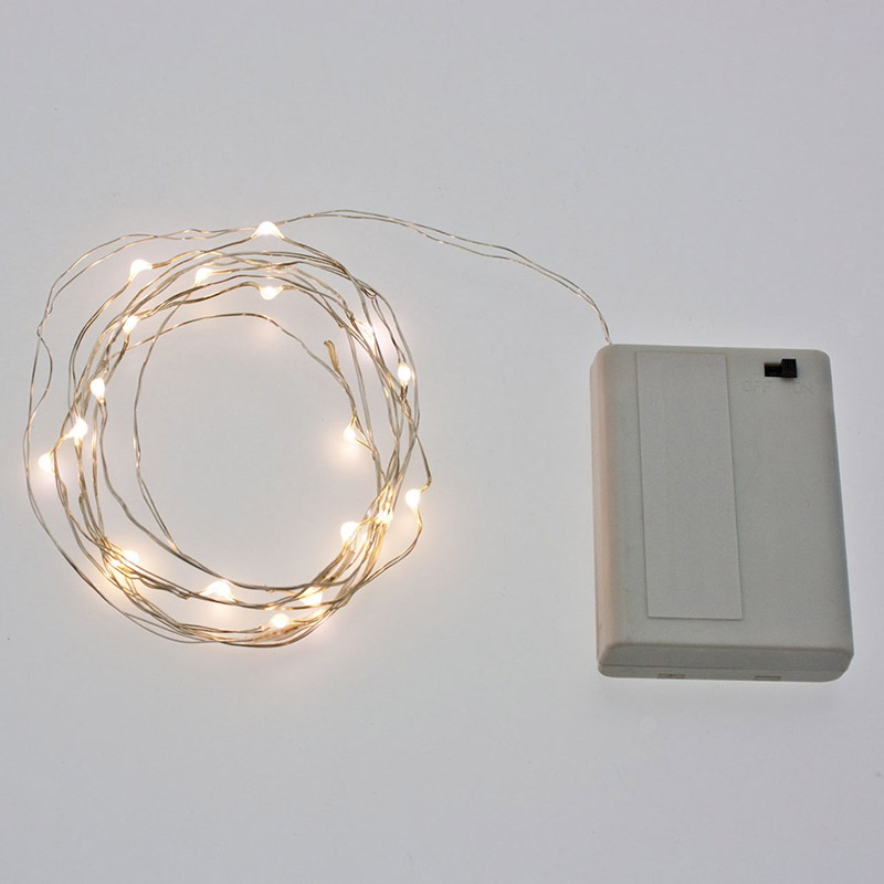 Catena 20 MicroLED BIANCO, CLASSIC, MULTICOLOR 1,5mm Luce Fissa Batteria