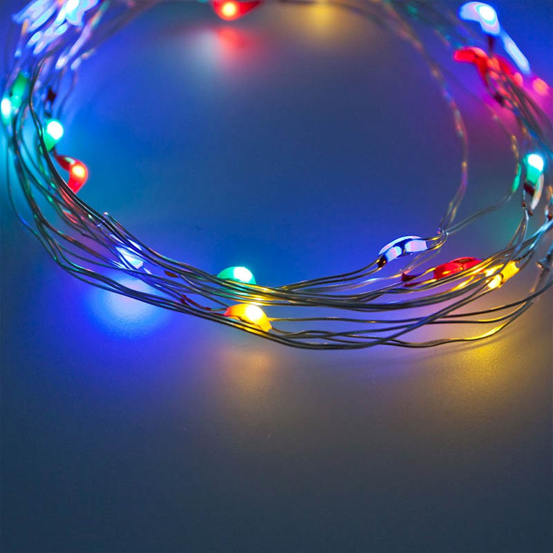 Catena 20 MicroLED BIANCO, CLASSIC, MULTICOLOR 1,5mm Luce Fissa Batteria