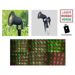 PROIETTORE LASER 12 DISEGNI ROSSI E VERDI IN MOVIMENTO CON TELECOMANDO