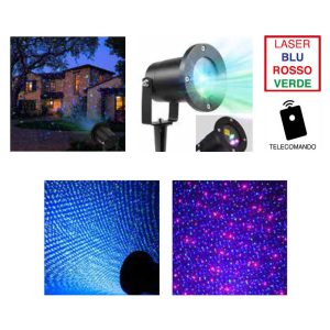 PROIETTORE LASER PUNTINI ROSSI, VERDI E BLU IN MOVIMENTO CON TELECOMANDO
