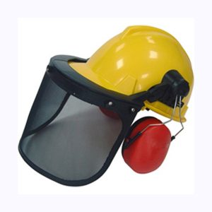 CASCO ELMETTO PROTEZIONE "CE" CON VISIERA E CUFFIE