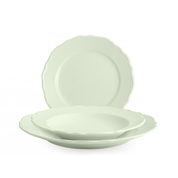 Set piatti Elisa 18 pezzi in ceramica verde H&H