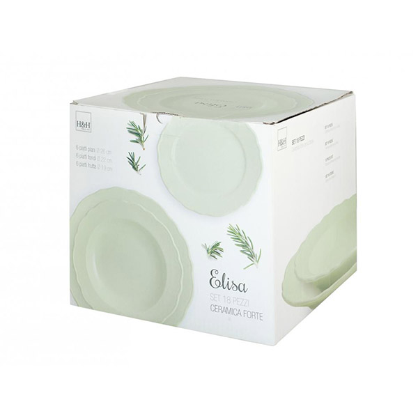 Set piatti Elisa 18 pezzi in ceramica verde H&H