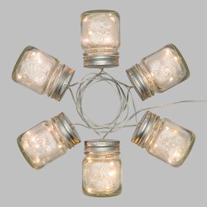 Catena 6 Vasetti Vetro 30 MicroLED CLASSIC 80mm Luce Fissa e Flashing