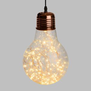 Lampadina Goccia Ø 21 cm Vetro Rame 100 MicroLED Classic Luce Fissa