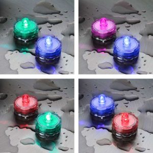 Set 2 Tea Light Sommergibili LED MULTI RGB Cromo Digital Ø3xH2,5cm