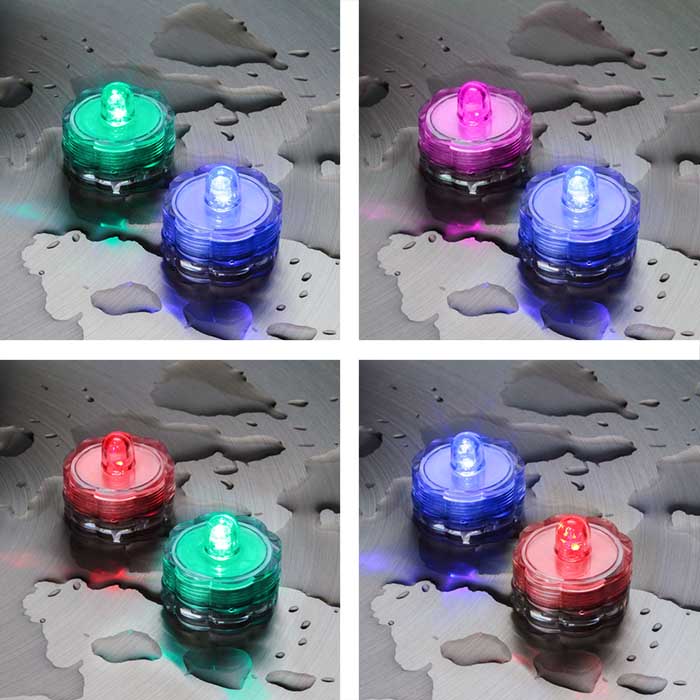 Set 2 Tea Light Sommergibili LED MULTI RGB Cromo Digital Ø3xH2,5cm