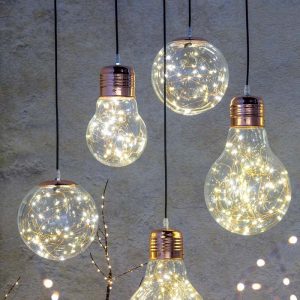 goccia sfera vetro e metallo colore rame microled classic