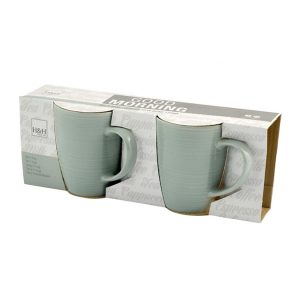 Set 2 Tazze Mug Verdi in ceramica 320 cc Good Morning H&H