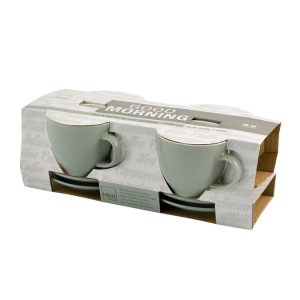 Set 4 Tazze Tè Verdi con Piattino 270 cc Good Morning H&H