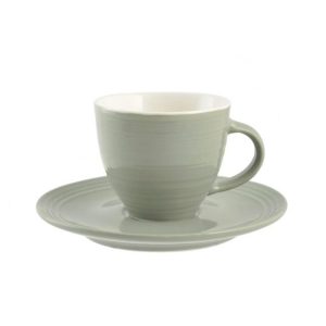 Set 6 Tazzine caffè verdi ceramica con piattino 80 cc Good Morning H&H