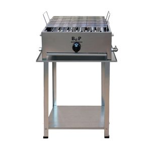 BARBECUE GAS INOX 1 FUOCO COMPLETO DI KIT RUOTE BEP