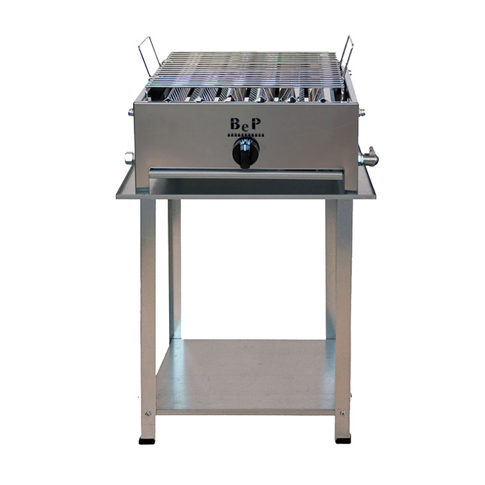 BARBECUE GAS INOX 1 FUOCO COMPLETO DI KIT RUOTE BEP