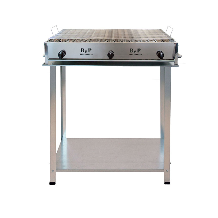 BARBECUE GAS INOX 3 FUOCHI COMPLETO DI KIT RUOTE BEP