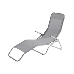 Lettino pieghevole schienale regolabile RICCIONE Grigio 134x41x62 cm Axel