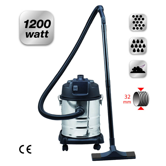 Bidone Idroaspiratore Solidi Liquidi fusto inox 20 L 1200 W Yamato