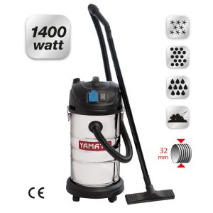 Bidone Idroaspiratore Solidi Liquidi fusto inox 30 L 1400 W Yamato