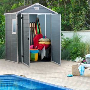 Casetta Giardino KETER MANOR 6X5 DD Grigio Resina 185x152x226 cm