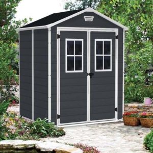 Casetta Giardino KETER MANOR 6X5 DD finestre frontali Grigio 185x152x226 cm