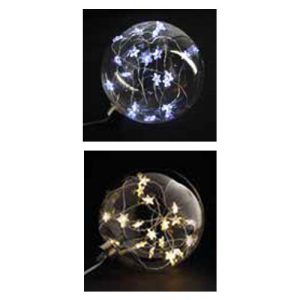 SFERA VETRO Ø 12 CM 20 MICRO LED STAR LUCE SUNNY FLASH