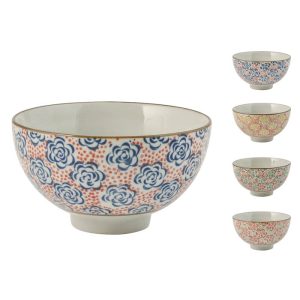 Set 4 Coppette 11 cm in Porcellana decori fiori assortiti H&H Jappone