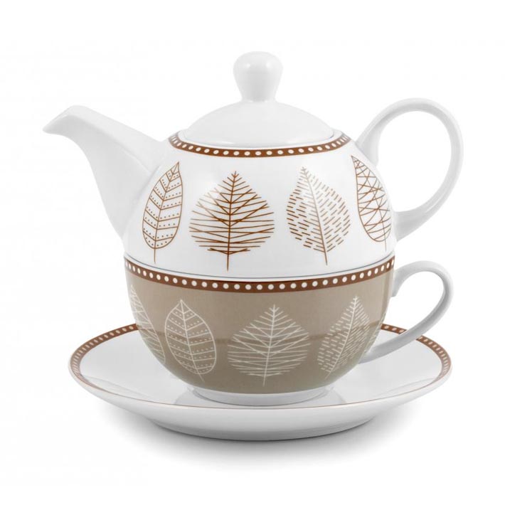 Set tazza tè con piattino e teiera porcellana decorata Michelle H&H