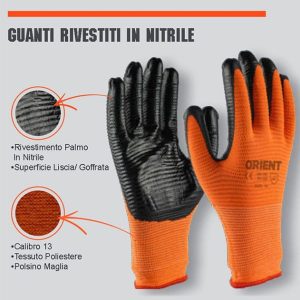 Offerta 12 Paia Guanti Rivestiti In Nitrile Per tutti i Lavori Orient