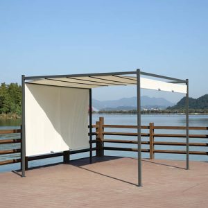 Gazebo Pontal tetto e parete scorrevole Beige 300x300x230 cm Papillon
