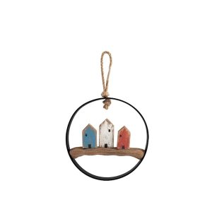 Quadro pendente casette colorate Egeo H&H legno e metallo ø 11 cm