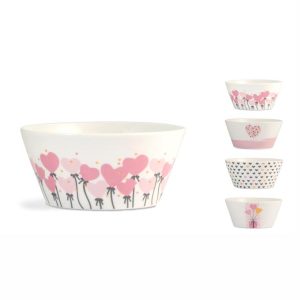 Ciotola scodella decori cuori assortiti new bone china 470 ml Pulse H&H