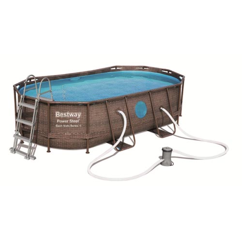 Piscina Ovale Bestway 56714 Rattan Con Oblò 427X250X100 cm