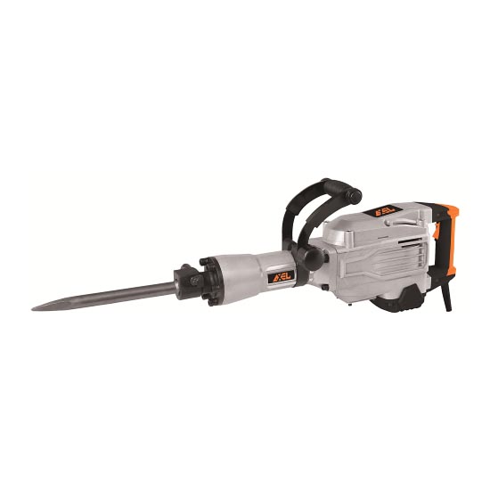 Struttura in alluminio, presa ergonomica in gomma. In dotazione:1 valigetta, 1 scalpello a punta 30x14 mm, 1 scalpello piatto, 1 impugnatura supplementare, 1 contenitore di grasso, 2 carboncini, 1 oliatore. Peso 16 kg, 1700 w.