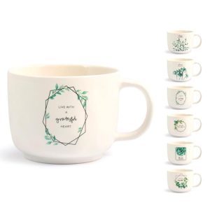 Tazza Colazione decori assortiti new bone china 350 cc Botanic H&H