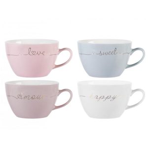 Tazza colazione decori assortiti new bone china 390 cc Feeling H&H