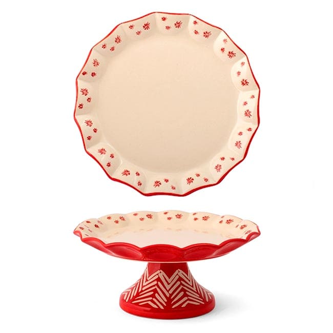 ALZATA IN STONEWARE DECORATA ROUGE H&H Ø 20 x 9,5 cm
