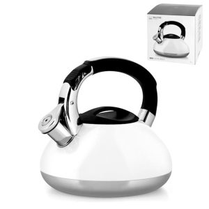 Bollitore in acciaio inox bianco con fischio 3 litri H&H