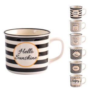 Tazza tè Black Gold H&H decori assortiti new bone china 220 cc