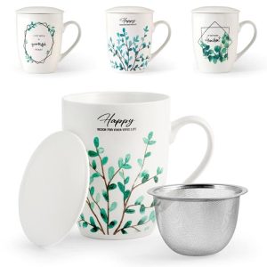 Tazza te tisana con coperchio e filtro 350 cc decori assortiti Botanic H&H