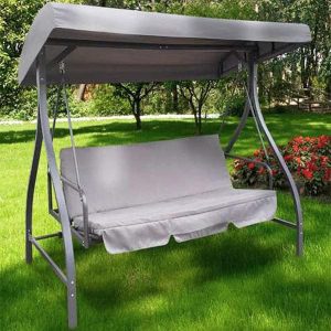 Dondolo 3 Posti GEMINI Acciaio Poliestere Grigio 200x120x173 cm