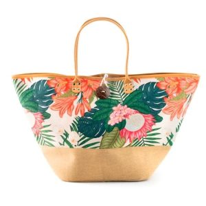 Borsa mare tempo libero in poliestere decorato con bottone H&H