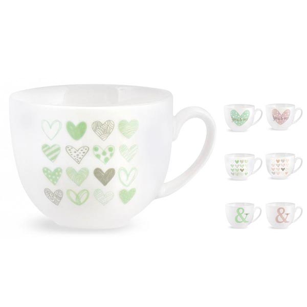 Tazza tè You&Me H&H decori assortiti new bone china 220 cc