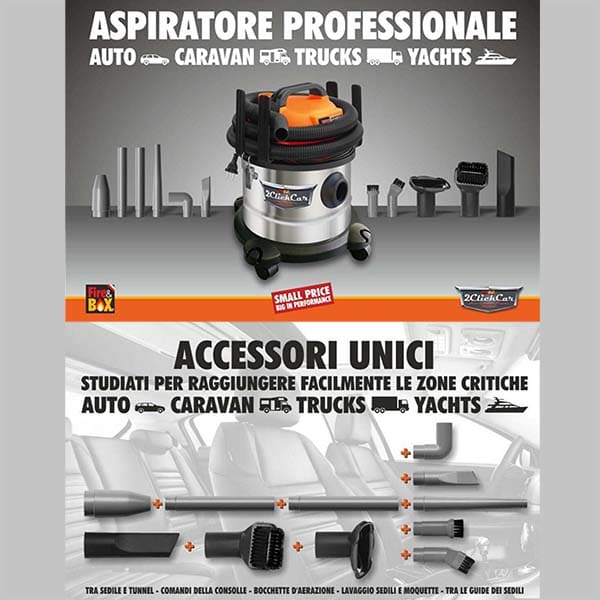 Aspiratore Solidi Liquidi Professionale per Auto 2Click Car 1400 W