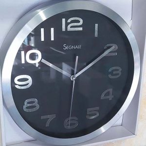 Orologio da Parete Alluminio quadrante nero 25 cm