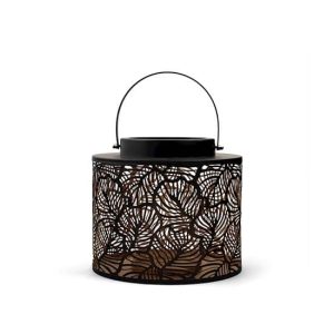 Lanterna in metallo colore nero e oro 20x17,5 cm H&H